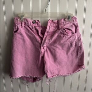 Brandy Melville Pink Jean Shorts High-Waisted Distressed